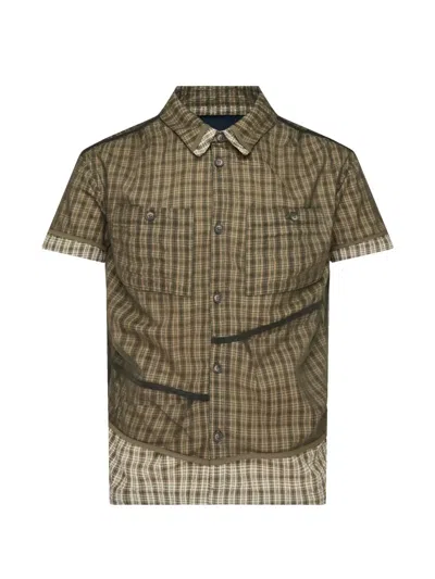 Andersson Bell Check Sheer Layered Shirt In Green