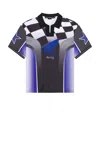 Andersson Bell Blue & Black Checkerboard Racing Polo In Multicolor