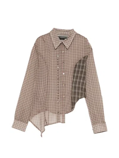 ANDERSSON BELL CHECK-PATTERN ASYMMETRIC SHIRT