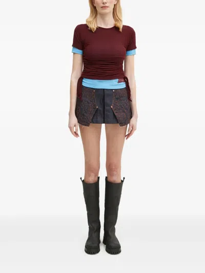 Andersson Bell Cindy String Layered Top In Burgundy