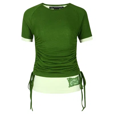 Andersson Bell Cindy String Layred T-shirt In Green