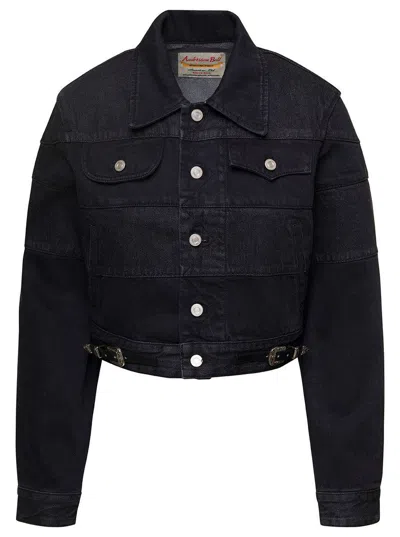 Andersson Bell 'mahina' Black Denim Patchwork Jacket With Heart-shaped Detail In Cotton Woman