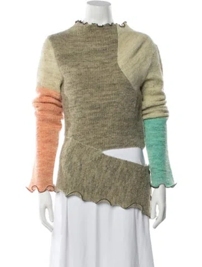 Pre-owned Andersson Bell Colorblock Pattern Mock Neck Sweater In Neutrals