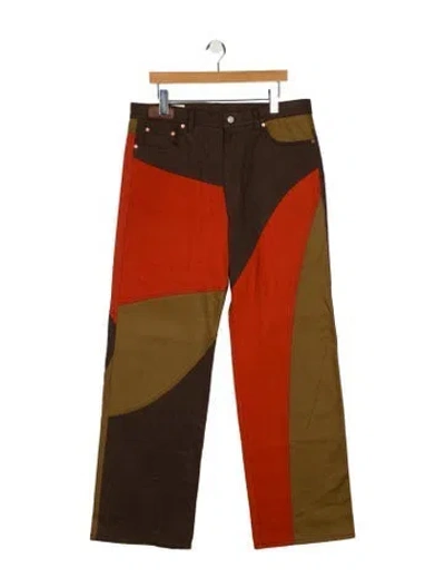 Pre-owned Andersson Bell Colorblock Pattern Pants In Orange