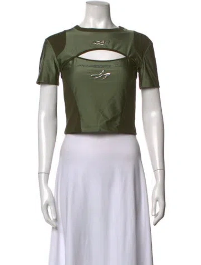 Pre-owned Andersson Bell Crew Neck Short Sleeve Crop Top In Green