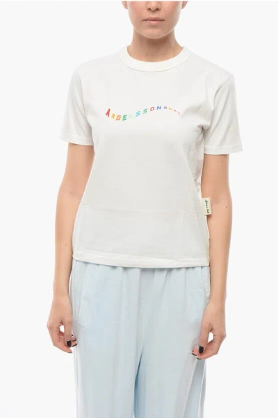 Andersson Bell Crewneck Flow T-shirt With Embroidered Logo In White