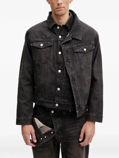 Andersson Bell Crystal-embellished Denim Jacket In Gray