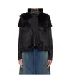 Andersson Bell Curved Placket Reversible Faux Fur Vest In Black