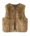 Andersson Bell Curved Placket Reversible Faux Fur Vest In Burgundy