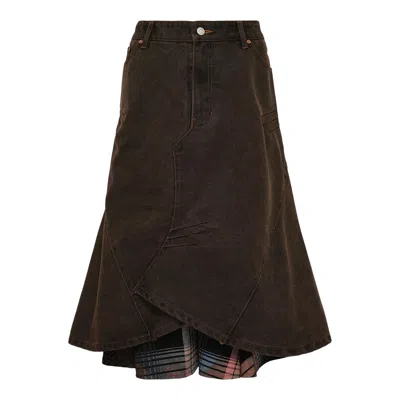 Andersson Bell Custom Flare Layered Skirt In Brown