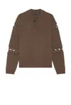 Andersson Bell Cutout Polo Sweater In Brown