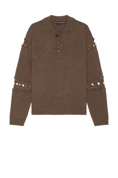 Andersson Bell Cutout Polo Sweater In Brown