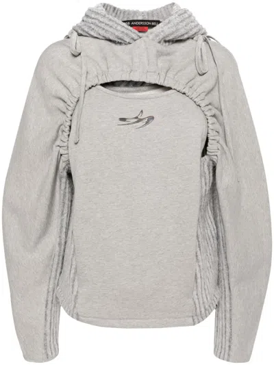 Andersson Bell Geraffter Hoodie Mit Cut-out In Grau