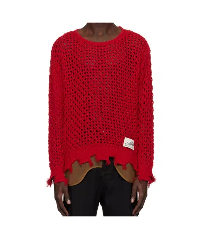 Andersson Bell Damaged Boatneck Sweater In Red