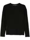 Andersson Bell Cotton Blend Open Knit Crewneck Sweater In Black