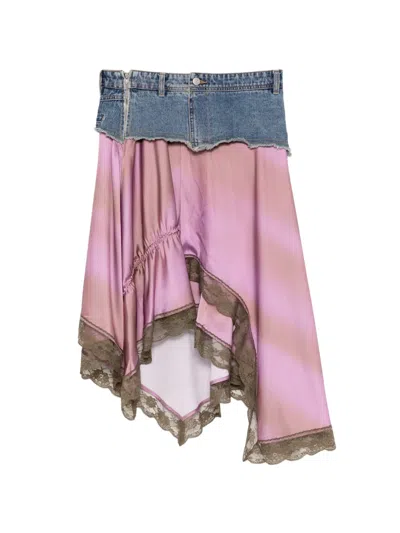 Andersson Bell Denim Lace Midi Skirt In Multi