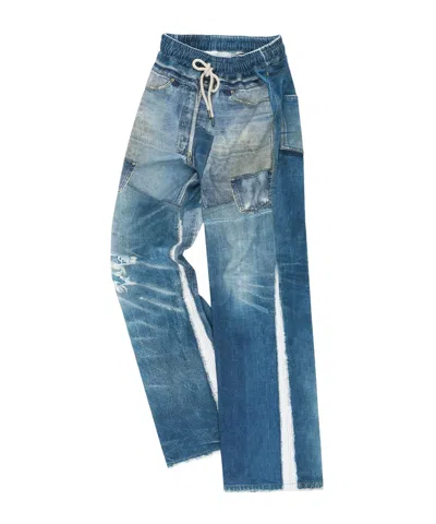 Andersson Bell Denim Mesh Optical Illusion Casual Pants In Blue