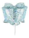 Andersson Bell Denim-print Corset Top In Blue