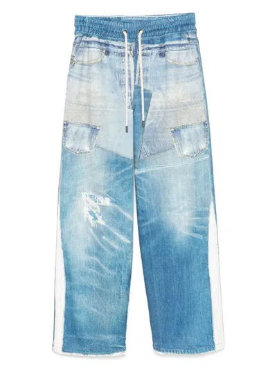 Andersson Bell Denim Trompe Loeil Mesh Pants In 蓝色