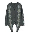 Andersson Bell Diamond Pattern Cardigan In Gray