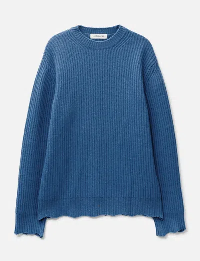 Andersson Bell Distressed Hem Knit Jumper In Blue
