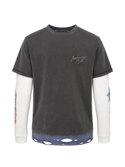 Andersson Bell Distressed Layered T-shirt In Gray
