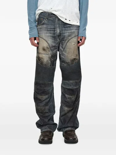 Andersson Bell Distressed Panelled Jeans In Blue