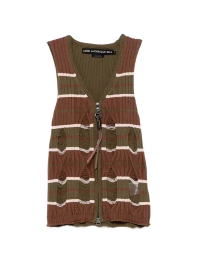 Andersson Bell Distressed Striped Sweater In Brown