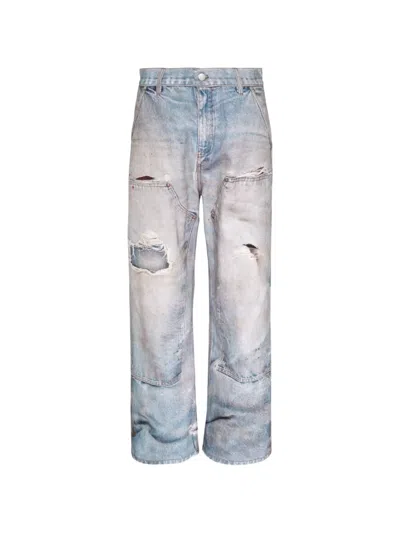 Andersson Bell Distressed Trompe-l'œil Jeans In Blue