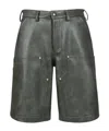 Andersson Bell Double Knee Faux-leather Shorts In Grey