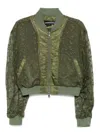 Andersson Bell Khaki Layered Logo Lace Short Bomber Jacket In 绿色