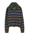 Andersson Bell Double Striped Half-zip Sweater In Multi