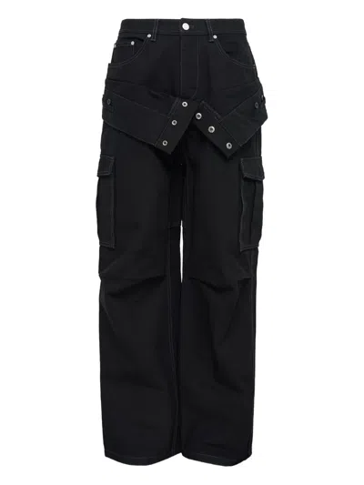Andersson Bell Double-waist Cargo Jeans In Black