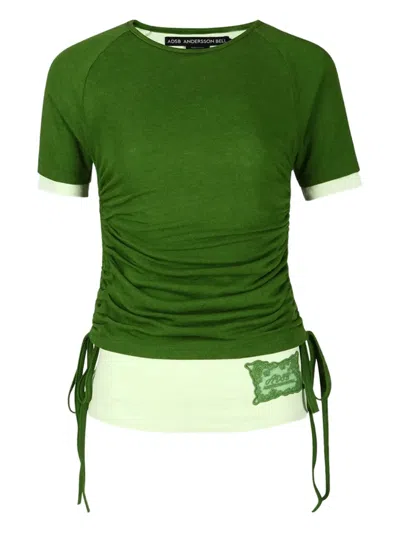Andersson Bell Drawstring-detail Raglan-sleeve T-shirt In Green