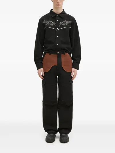 Andersson Bell Embroidered Yoke Shirt In Black