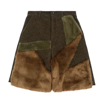 Pre-owned Andersson Bell Faux Fur Patchwork Shorts 'brown' | Men's Size 50