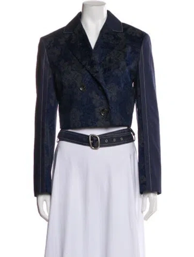 Pre-owned Andersson Bell Floral Print Denim Jacket W/ Tags In Blue