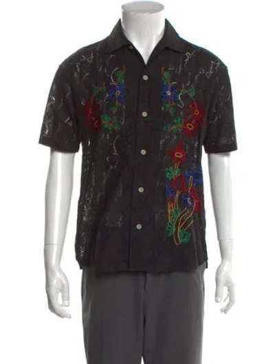 Pre-owned Andersson Bell Floral Print Short Sleeve Shirt In Black