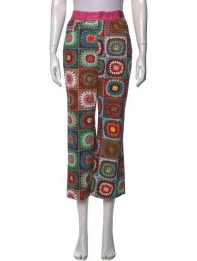 Pre-owned Andersson Bell Floral Print Straight Leg Pants In Neutrals