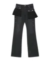 Andersson Bell Flower Lace Attached Bootcut Jeans In Washed Black