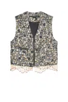 Andersson Bell Multicolor Flower Vest In Beige & Black