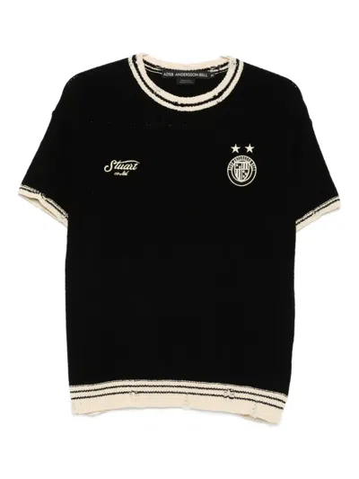Andersson Bell Football-number Knitted Top In Black