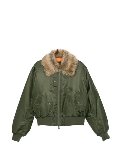 Andersson Bell Fur Collar Bomber Jacket In Green