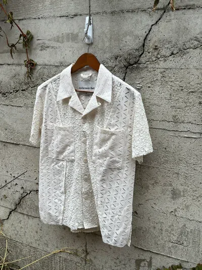 Pre-owned Andersson Bell Grail  Intricate Laced Button Up Shirt In Cream