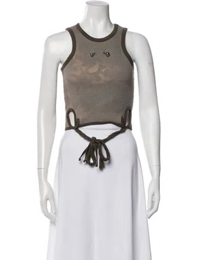 Pre-owned Andersson Bell Graphic Print Crew Neck Crop Top In Brown