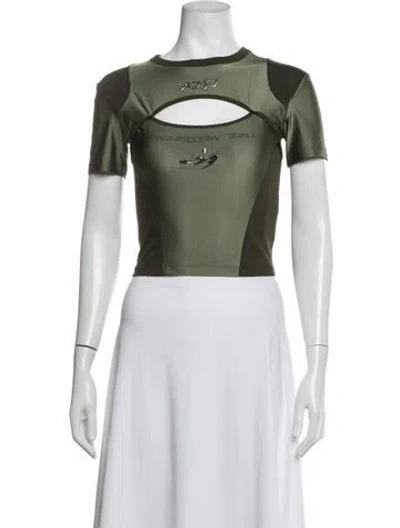 Pre-owned Andersson Bell Graphic Print Crew Neck Crop Top In Green