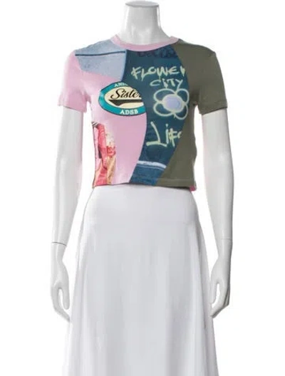 Pre-owned Andersson Bell Graphic Print Crew Neck Crop Top In Multi