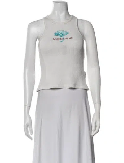 Pre-owned Andersson Bell Graphic Print Crew Neck Crop Top In Neutrals
