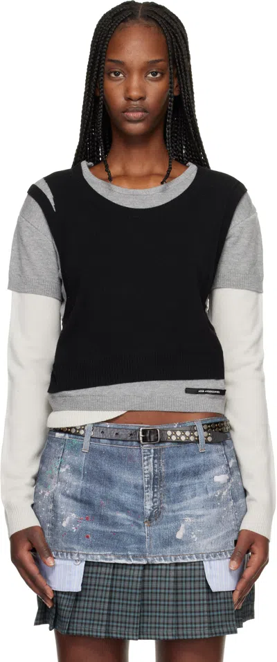 Andersson Bell Gray & Black Tres Over Layered Sweater