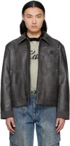 Andersson Bell Gray Carpenter Faux-leather Jacket In Charcoal